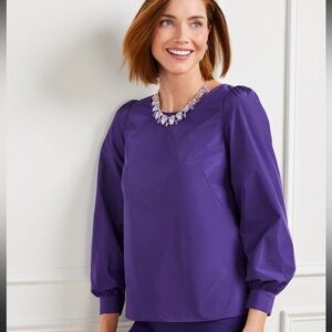 TALBOTS BACK CUTOUT TAFFETA TOP PURPLE MEDIUM PETITE